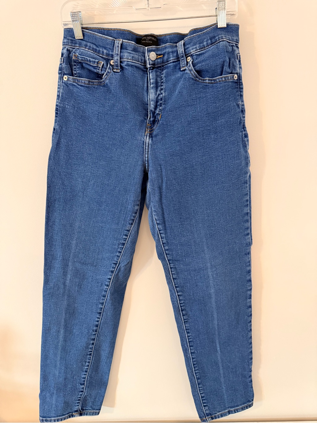 Banana Republic Factory Mid-Rise Slim Straight Jeans In Blue. Size 10.